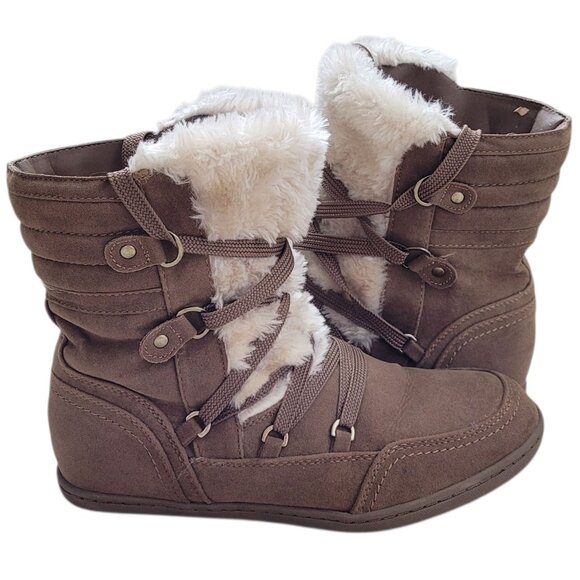 G by GUESS Women's Brown Sueded Lace-Up Boots Size 7.5 - Picture 1 of 14